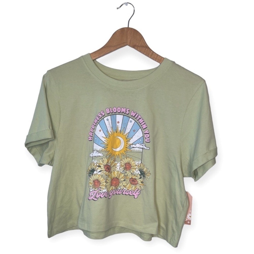 Messy Bun Just Chillin Green Crop Top